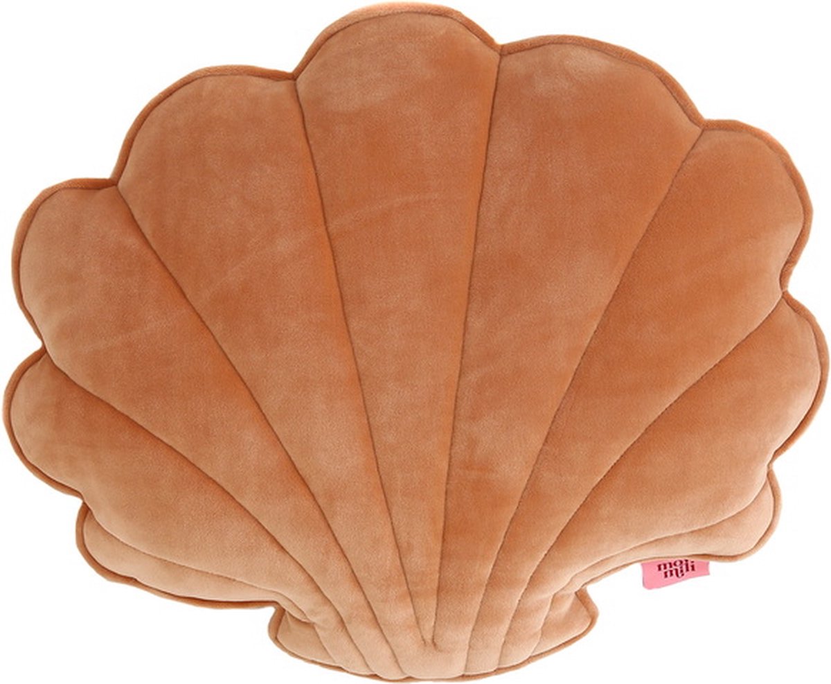 Sierkussen - Velvet Schelp Caramel - Bruin - 42 Cm X 45 Cm