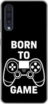 Geschikt voor Samsung Galaxy A30s hoesje - Gamen - Quotes - Controller - Born to game - Zwart - Wit - Siliconen Telefoonhoesje