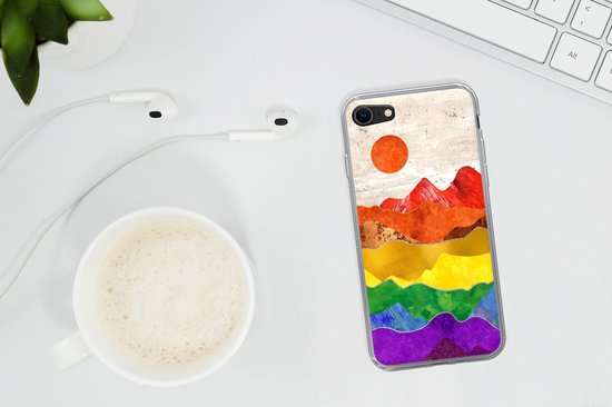Coque iPhone SE 2020 - Arc-en-ciel - Marbre - Pride - Siliconen