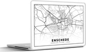 Laptop sticker - 10.1 inch - Stadskaart - Enschede - Zwart - Wit - 25x18cm - Laptopstickers - Laptop skin - Cover
