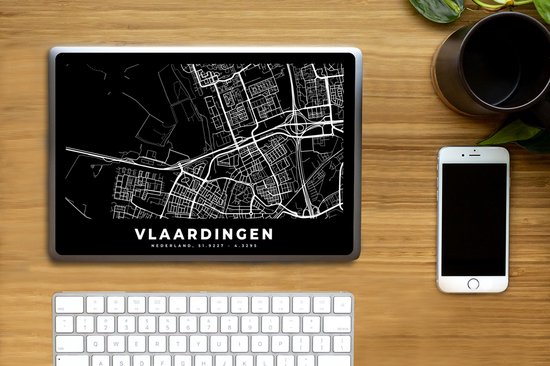 Autocollant pour ordinateur portable - 10,1 pouces - Carte - Vlaardingen - Zwart - 25x18cm - Autocollants pour ordinateur portable - Skin pour ordinateur portable - Couverture