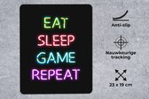 Gaming Muismat - Mousepad - 19x23 cm - Gaming - Game - Eat sleep game repeat - Geschikt voor Gaming Muis en Gaming PC set