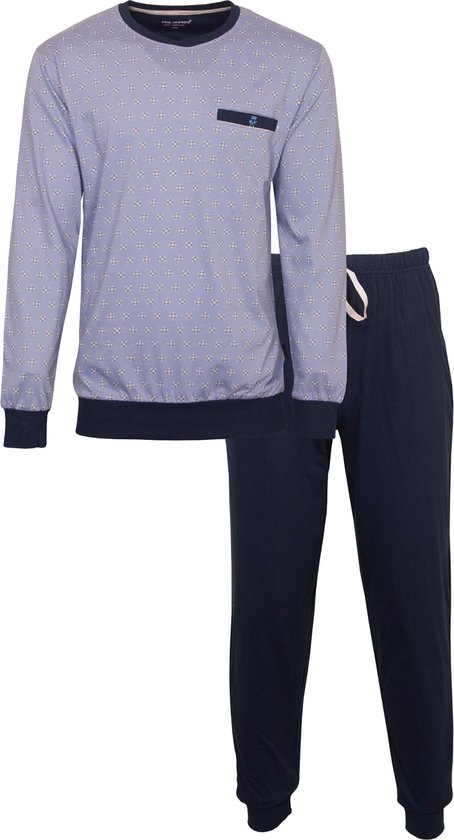 Paul Hopkins tricot heren pyjama - Blue pattern 1101B  - XXL  - Blauw