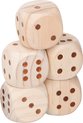 Afbeelding van het spelletje 5x stuks grote houten dobbelstenen in koker 5,5 cm - Dobbelspellen - Dobbelen - Dobbel speelstenen