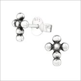 Aramat jewels ® - Zilveren keltische oorbellen kruisje 925 zilver 7x5mm geoxideerd