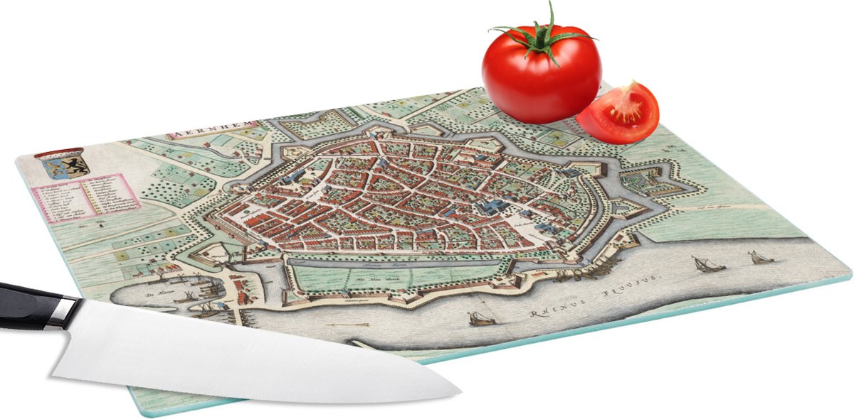 Glazen Snijplank - 39x28 - Plattegrond - Antiek - Nederland - Snijplanken Glas