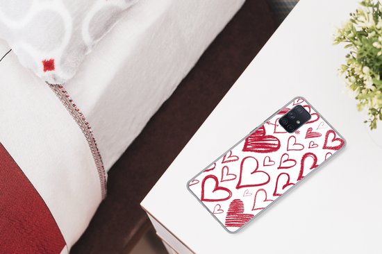 Coque Samsung Galaxy A71 - Un dessin avec des coeurs différents - Siliconen