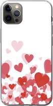 Geschikt voor iPhone 13 Pro Max hoesje - Een illustratie van een regen van hartjes - Siliconen Telefoonhoesje