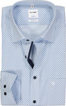 OLYMP Tendenz modern fit overhemd - wit met licht- en donkerblauw (contrast) - Strijkvriendelijk - Boordmaat: 42