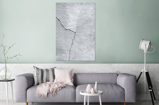 Décoration murale Métal - Peinture Aluminium - Béton - Fissure - Grijs - 120x180 cm