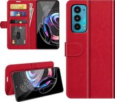 Motorola Edge 20 Hoesje - MobyDefend Wallet Book Case (Sluiting Achterkant) - Rood - GSM Hoesje - Telefoonhoesje Geschikt Voor: Motorola Edge 20