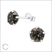 Aramat jewels ® - Zilveren oorbellen rond 6mm black patina swarovski elements kristal
