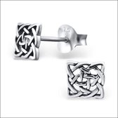 Aramat jewels ® - Zilveren oorbellen keltische knoop geoxideerd 5mm