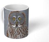 Mok - Koffiemok - Uil in de sneeuw - Mokken - 350 ML - Beker - Koffiemokken - Theemok
