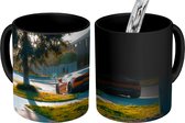Magische Mok - Foto op Warmte Mok - Lamborghini Huracan - Geel - Palmboom - 350 ML