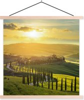 Posterhanger incl. Poster 60x60 cm - Schoolplaat - Toscane - Zon - Italië - Textielposter - Blanke latten