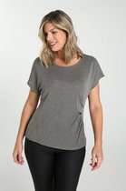 Cassis - Female - T-shirt met fronsjes en zilverkleurig detail  - Kaki