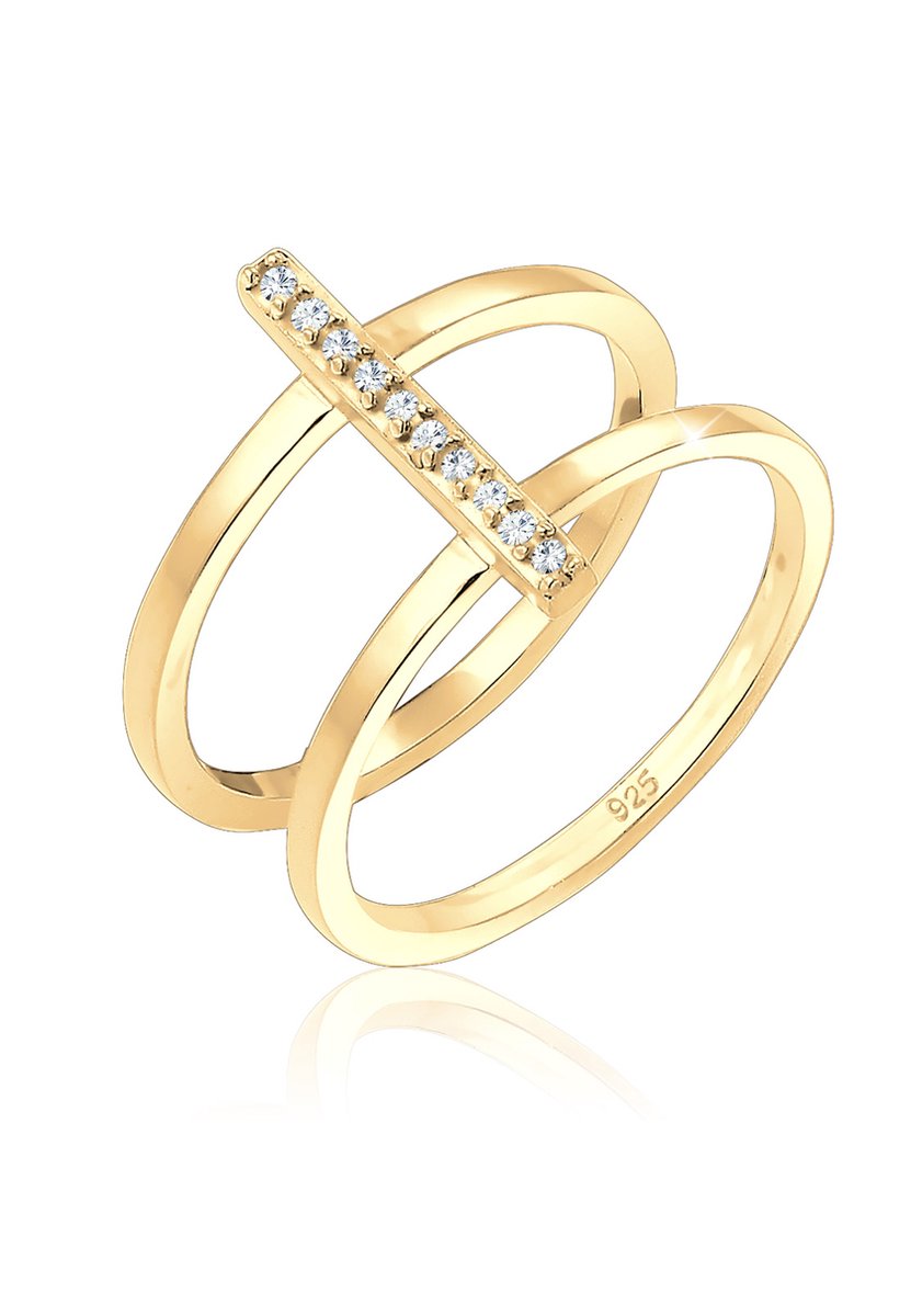 Elli - Ring - Dames Ring Geo met Kristallen in 925 Sterling Zilver - Dames