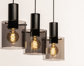 Lumidora Hanglamp 74576 - 3 Lichts - E27 - Zwart - Glas