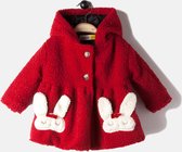 Baby winterjas met capuchon teddy bear Rood 6-9m