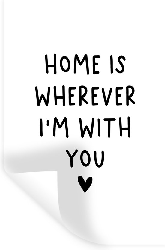 Foto: Muurstickers sticker folie engelse quote home is wherever i m with you met een hartje op een witte achtergrond 60x90 cm plakfolie muurstickers kinderkamer zelfklevend behang zelfklevend behangpapier stickerfolie