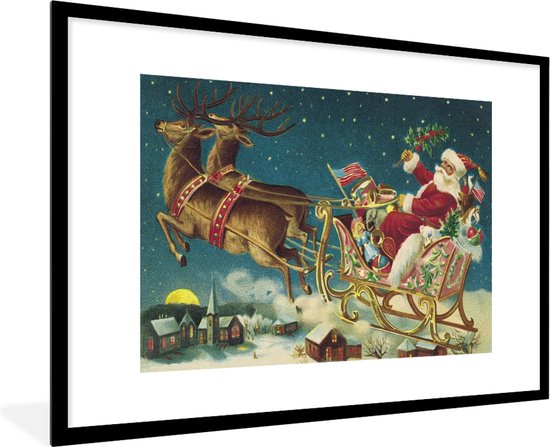 Fotolijst incl. Poster - Kerstmis - Winter - Vintage - 120x80 cm - Posterlijst - Kerstmis Decoratie - Kerstversiering - Kerstdecoratie Woonkamer - Kerstversiering - Kerstdecoratie voor binnen - Kerstmis