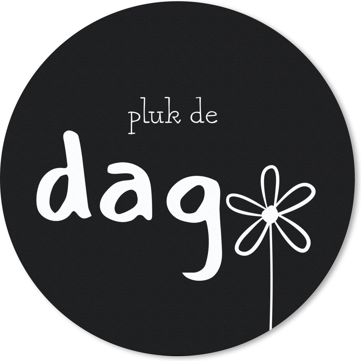 Muismat rond 20x20 cm - Mousepad Carpe diem - Quotes - Zwart - Wit - Pluk de dag - Ronde muismatten