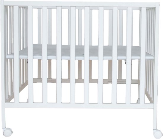 Prénatal Basis Babybox – In Hoogte Verstelbare Kinderbox –Baby Box met Wieltjes - 100 x 75 cm – Wit