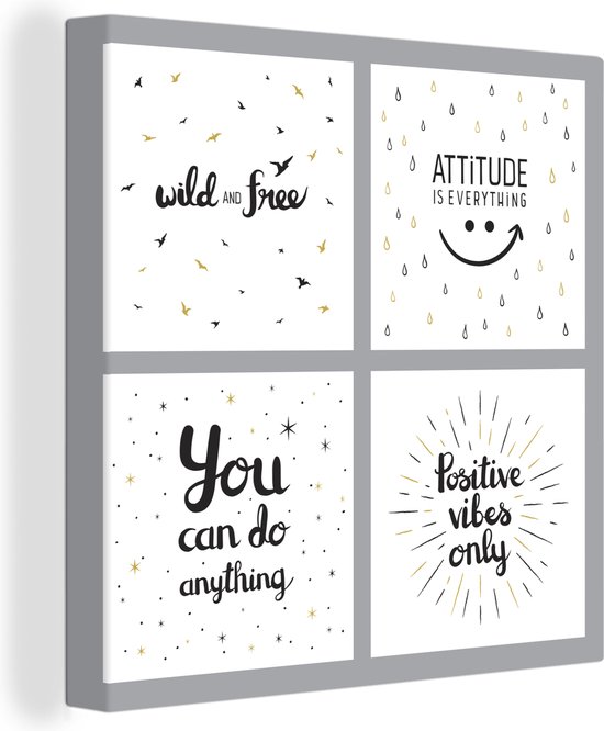 Canvas Schilderij 'Wild and free' - 'Attitude is everything' - 'You can do anything' -... |