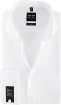 OLYMP Level 5 body fit overhemd - mouwlengte 7 - dubbele manchet - wit - Strijkvriendelijk - Boordmaat: 39