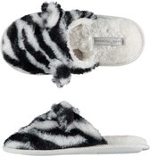 Meisjes instap slippers/pantoffels zebra print maat 31-32