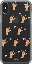 Rock Hands Nude - iPhone Transparant Case - Rockstar doorzichtig hoesje geschikt voor iPhone Xs Max hoesje - Shockproof siliconen hoesje