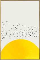 JUNIQE - Poster met kunststof lijst A Thousand Birds -40x60 /Geel