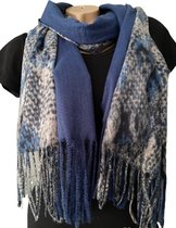 Lange Warme Dames Sjaal - Slangenprint - Blauw - 180 x 70 cm (ML5)