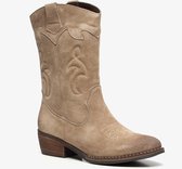 TwoDay suede dames cowboy western laarzen - Beige - Maat 38 - Echt leer