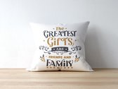 Sierkussen - Kerst Kussen Met Tekst: The Greatest Gifts Are Friends And Family | Kerst Decoratie | Kerst Versiering | Grappige Cadeaus | Geschenk | Sierkussen