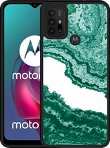 Motorola Moto G10 Hardcase hoesje Turquoise Marble Art - Designed by Cazy