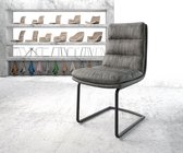 Gestoffeerde-stoel Abelia-Flex sledemodel rond zwart grijs vintage