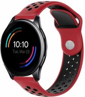 Siliconen Smartwatch bandje - Geschikt voor  OnePlus Watch sport band - rood/zwart - Strap-it Horlogeband / Polsband / Armband