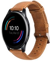 Leer Smartwatch bandje - Geschikt voor  OnePlus Watch leren bandje - bruin - Strap-it Horlogeband / Polsband / Armband