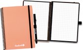 Bambook Colourful uitwisbaar notitieboek - Roze - A5 - Geruite pagina's - Duurzaam, herbruikbaar whiteboard schrift - Met 1 gratis stift