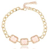 Bracelet de cheville dames réglable or et rose avec pierre de verre