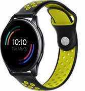 Siliconen Smartwatch bandje - Geschikt voor  OnePlus Watch sport band - zwart/geel - Strap-it Horlogeband / Polsband / Armband