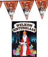Sinterklaas versiering feestpakket inclusief 4x stuks vlaggenlijnen 5 meter en A1 deurposter