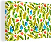 Canvas Schilderij Jungle - Design - Tropische bladeren - 60x40 cm - Wanddecoratie