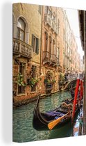 Canvas Schilderij Venetië - Italië - Gondel - 80x120 cm - Wanddecoratie
