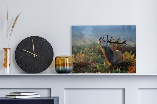 Tableau sur toile Cerf - Animaux - Plantes - 40x30 cm - Décoration murale
