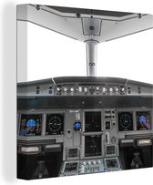 Canvas Schilderij Cockpit - Vliegtuig - Simulator - 20x20 cm - Wanddecoratie