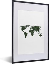 Fotolijst incl. Poster - Wereldkaart - Planten - Tropisch - 40x60 cm - Posterlijst