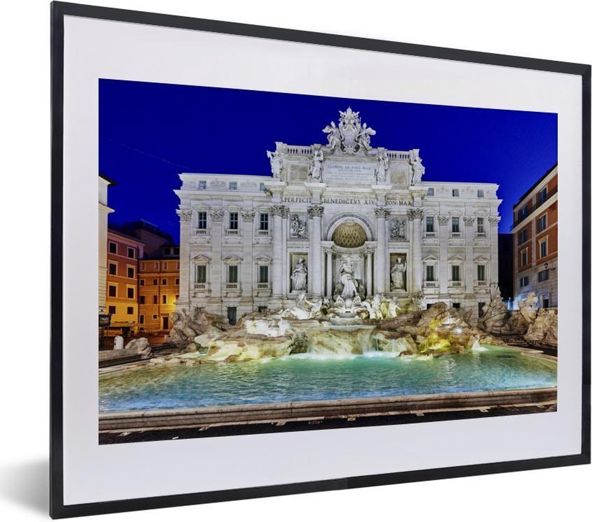 Poster in lijst - Fotolijst 40x30 cm - Posters - Verlichting - Fontein - Rome - Posterlijs